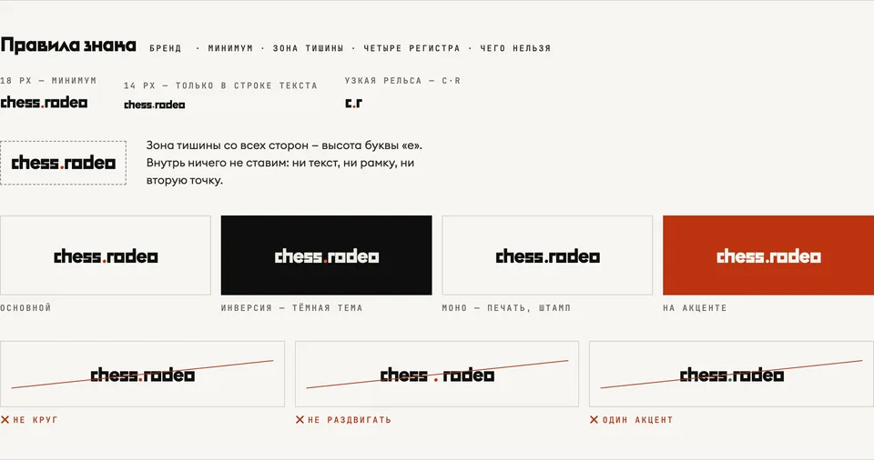 The mark's rules from the chess.rodeo design system