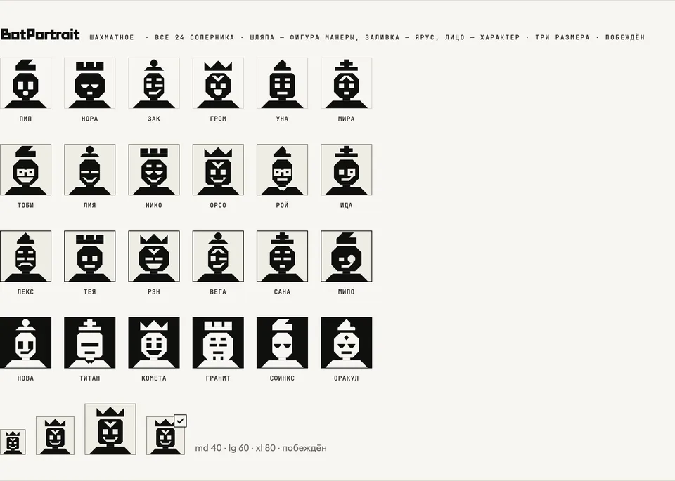 Portraits of all 24 bots