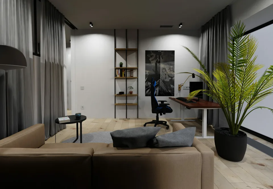 3D rendering of apartment kitchen