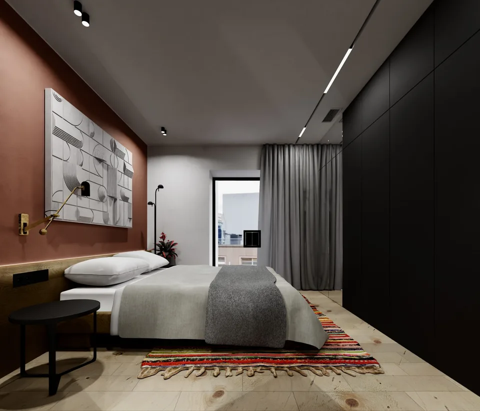 3D rendering of apartment bathroom